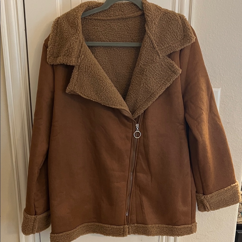 Women's Brown Sherpa-Lined Jacket